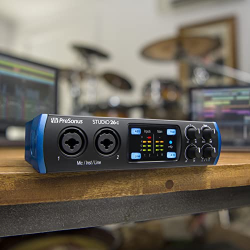 PreSonus Studio 26c 2x4, 192 kHz, USB Audio Interface with Studio One Artist and Ableton Live Lite DAW Recording Software PreSonus Studio 26c 2x4, 192 kHz, USB Audio Interface with Studio One Artist and Ableton Live Lite DAW Recording Software